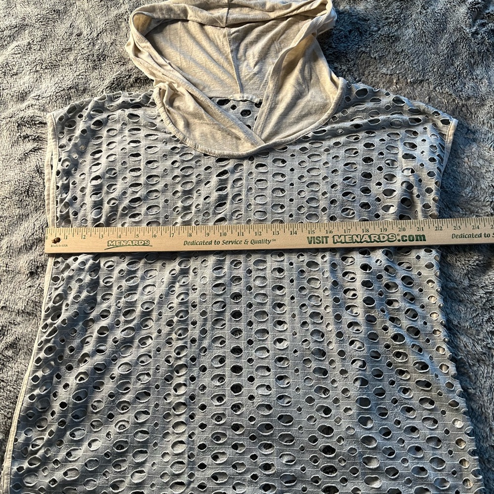 Easel Mesh Stylish Gray Hooded Women's Top